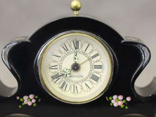 A beautiful vintage "Westclox" floral design wind up clock, working. Lifespace Sale