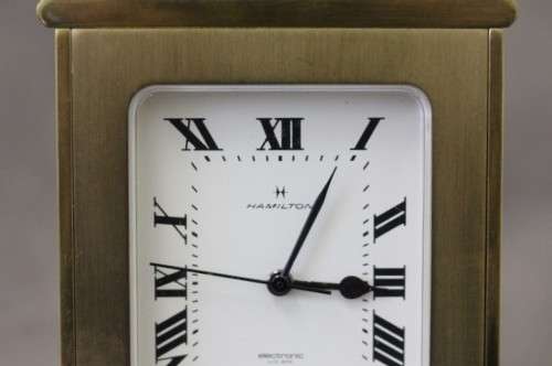 A beautiful vintage "Hamilton" brass battery operated clock, working. Lifespace Sale