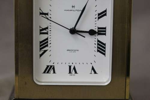 A beautiful vintage "Hamilton" brass battery operated clock, working. Lifespace Sale