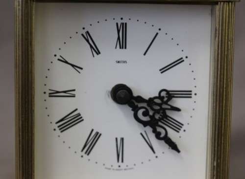 A beautiful vintage "Smiths" brass battery operated carriage clock, working.