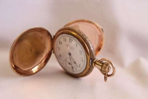 A superb and rare antique gold plated "American Waltham" double-hunter pocket watch