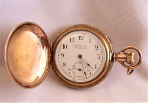A superb and rare antique gold plated "American Waltham" double-hunter pocket watch