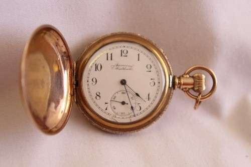 A superb and rare antique gold plated "American Waltham" double-hunter pocket watch