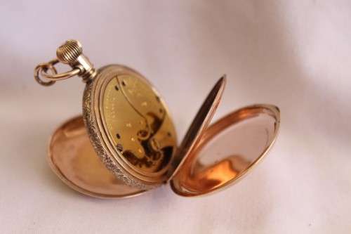 A superb and rare antique gold plated "American Waltham" double-hunter pocket watch