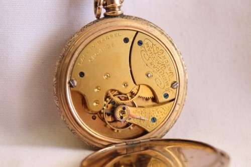 A superb and rare antique gold plated "American Waltham" double-hunter pocket watch