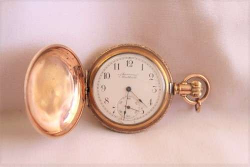 A superb and rare antique gold plated "American Waltham" double-hunter pocket watch