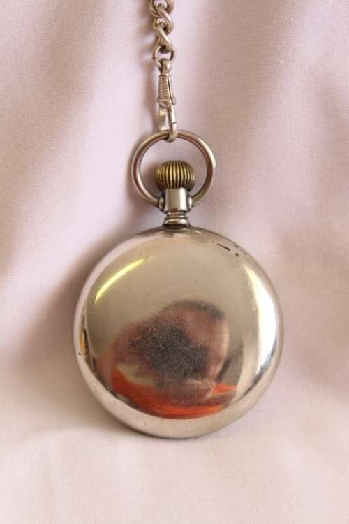 An awesome Swiss made silver plated 7-Jewel enamel face Nirvana pocket watch and fob chain