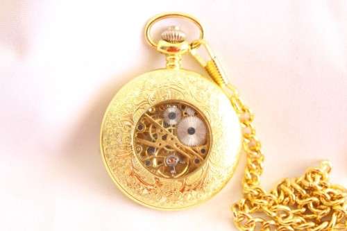 A stunning gold plated German made Kronen & Sohne pocket watch with a fob chain in its original box