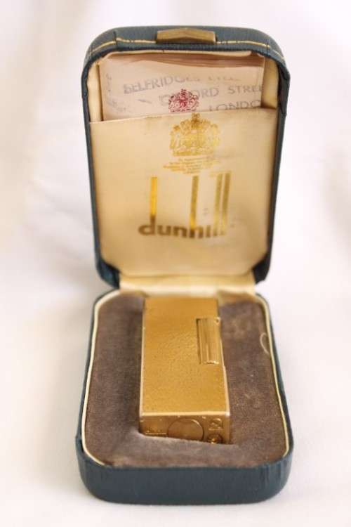 A stunning vintage (c1985) gold plated Dunhill Rollagas lighter in its box in working condition