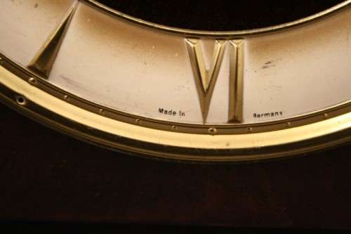 A gorgeous German made Art deco style "Juba" wind up chiming mantle clock in working condition.