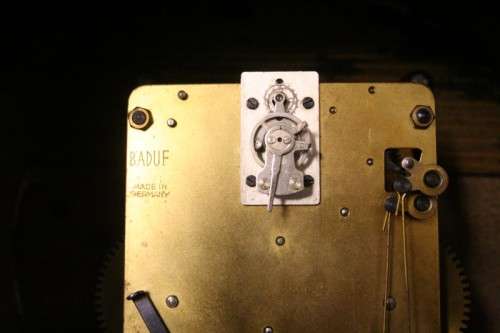 A beautiful, stylish vintage German made "Baduf" wind up mantle clock. Working.