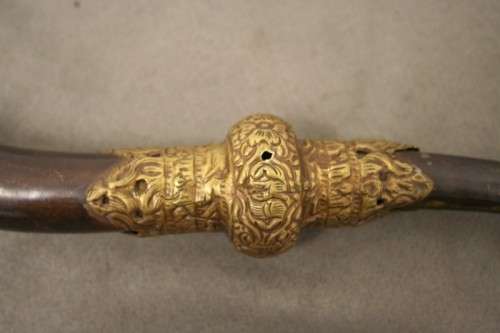 An amazing antique Buddhist Tibetan Dbang Dang dragon head ceremonial prayer horn.