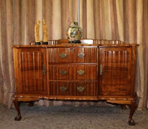 A fabulous vintage ball & claw buffet/ side server with beautiful styled doors and three drawers