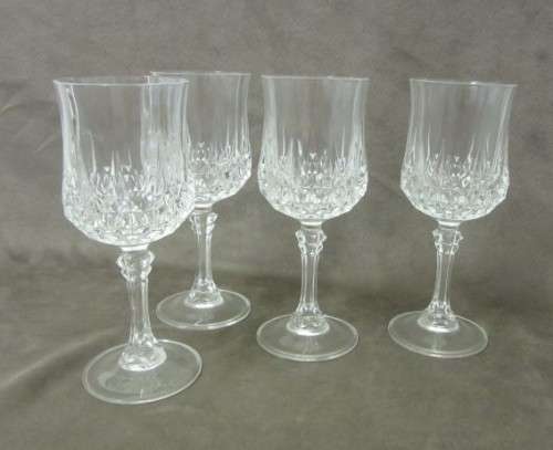 4 stunning vintage French "Cristal D'Arques" "Longchamp" lead cut crystal Red wine glasses