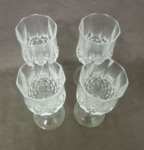 4 stunning vintage French "Cristal D'Arques" "Longchamp" lead cut crystal Red wine glasses
