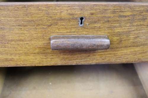 A beautiful large vintage six drawer Partridge wood desk with a large work surface. Wow!!!!