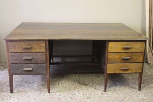 A beautiful large vintage six drawer Partridge wood desk with a large work surface. Wow!!!!