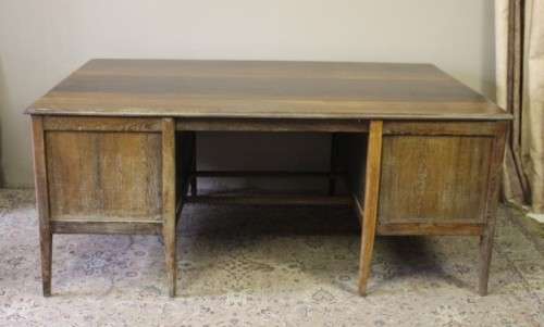 A beautiful large vintage six drawer Partridge wood desk with a large work surface. Wow!!!!