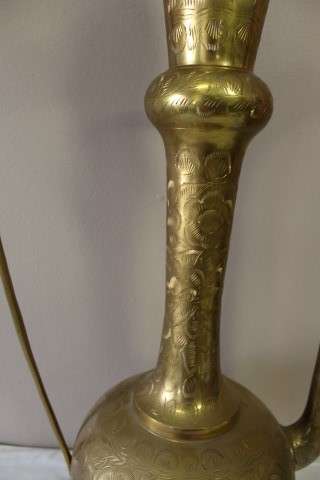 A beautiful large vintage solid brass Aftaba with ornate hand chased detailing. Fabulous!!!!