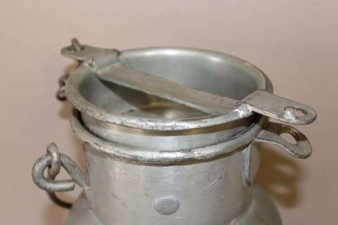 A pair of vintage metal cream/ milk canisters (2 gallon/5ltr) with loads of charm & character.