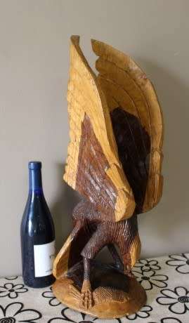 A fabulous, large hand carved detailed two toned wood eagle. Stunning feature display piece!!!