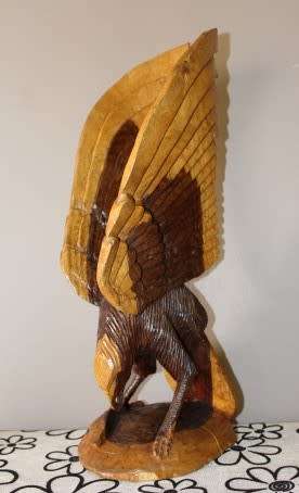 A fabulous, large hand carved detailed two toned wood eagle. Stunning feature display piece!!!