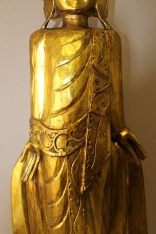 A magnificent pair of gold resin mold Thai temple statues. Amazing display pieces in all rooms! WOW!