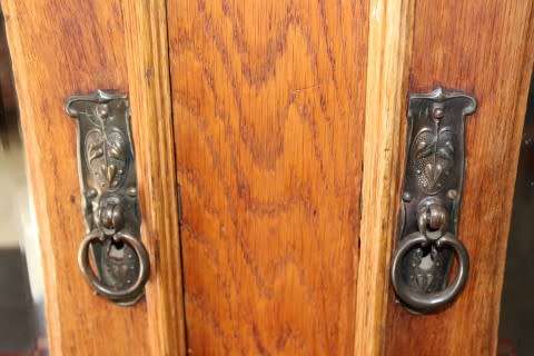 Discounted!! Vintage Oak two-door, two division wardrobe with "full-length" bevelled glass mirrors!!