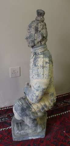 A magnificent large Oriental terracotta kneeling warrior archer statue. Amazing display. WOW!