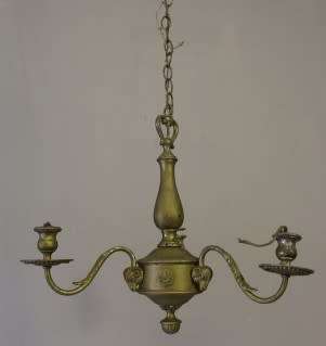 A stunning vintage three-arm brass ceiling light/ chandelier-Lifespace Sale