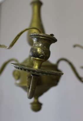 A stunning vintage three-arm brass ceiling light/ chandelier-Lifespace Sale