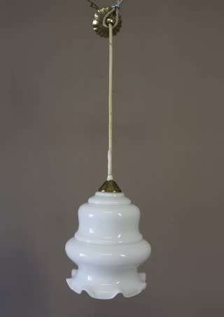 A beautiful white glass single pendant ceiling light, perfect in formal rooms. Lifespace Sale