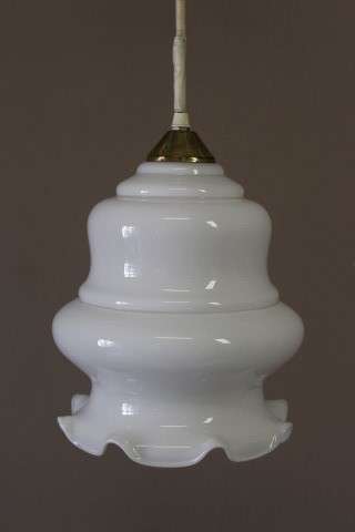 A beautiful white glass single pendant ceiling light, perfect in formal rooms. Lifespace Sale