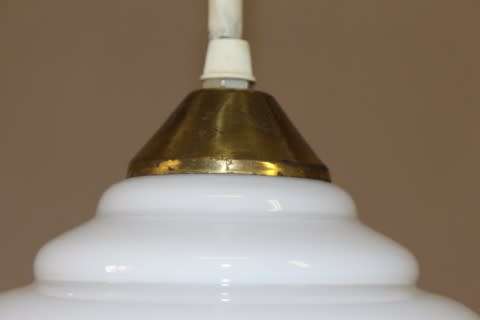 A beautiful white glass single pendant ceiling light, perfect in formal rooms. Lifespace Sale