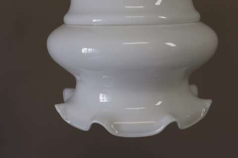 A beautiful white glass single pendant ceiling light, perfect in formal rooms. Lifespace Sale