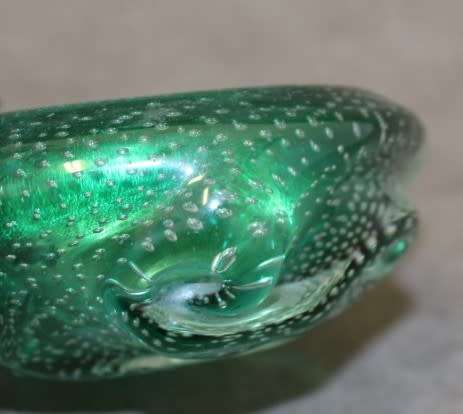 A beautiful controlled bubble glass Murano Italy hand blown ashtray. Gorgeous on a table!!