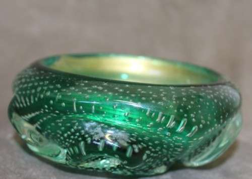 A beautiful controlled bubble glass Murano Italy hand blown ashtray. Gorgeous on a table!!