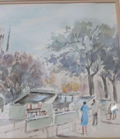 A wonderful framed & signed R Dumax water colour print "Notre Dame 1983"street scene Lifespace Sale