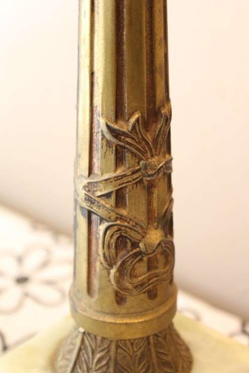 A beautiful decorative marble & brass table lamp with a shade-Lifespace Sale