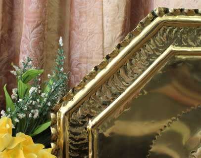 An elegant vintage brass fireplace screen. Wonderful in front a fireplace-Lifespace Sale