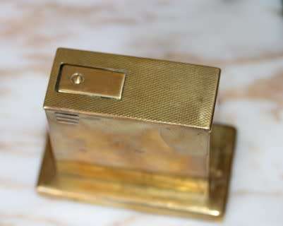 A beautiful, vintage (1950) gold plated, West German, Augusta Patent 'light-o-matic' table lighter.