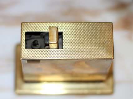 A beautiful, vintage (1950) gold plated, West German, Augusta Patent 'light-o-matic' table lighter.