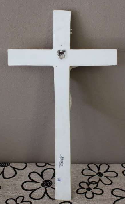 A beautiful large (50cm) white Ivorene wall hanging Crucifix. Lovely in all living areas.