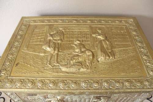 An awesome vintage coal box with incredible solid brass covering!! Stunning indoors/outdoors!!