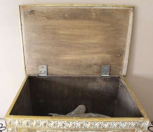 An awesome vintage coal box with incredible solid brass covering!! Stunning indoors/outdoors!!
