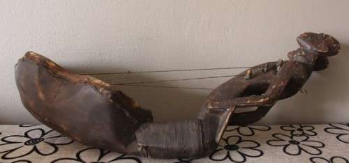 A stunning hand carved traditional DRC Zande style bow harp. WOW!! Lifestyle Sale