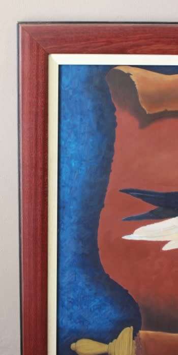 A colourful signed & framed original oil painting of an Eagle by SA artist "Raymond Hoggan"