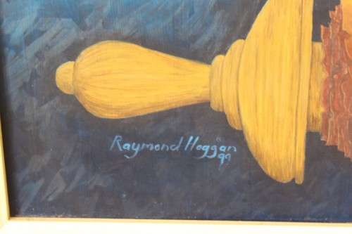 A colourful signed & framed original oil painting of an Eagle by SA artist "Raymond Hoggan"