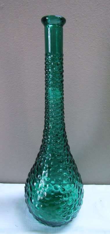 A fabulous set of two green retro hobnail Genie bottles/decanters!! Lovely on a summer table.