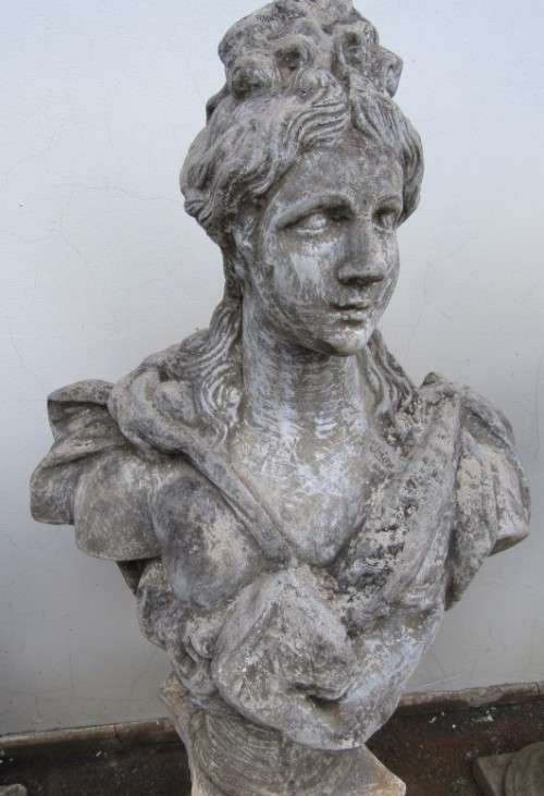 A fantastic, large concrete bust of a lady. Stunning in a garden or wall displays!! Lifespace Sale